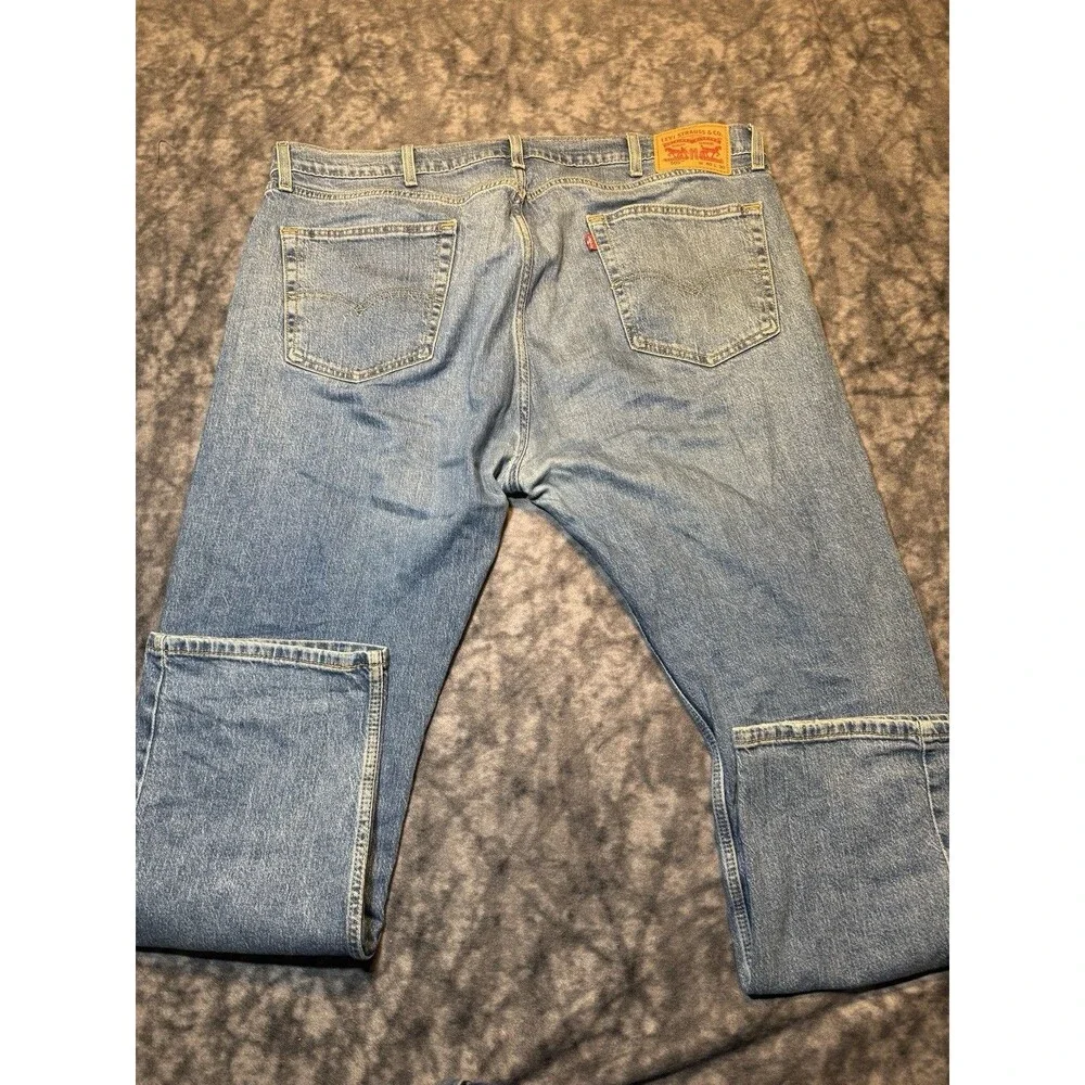 Levi's Men's 505 Blue Light Wash Straight Fit Stretch Denim Jeans 5-Pocket